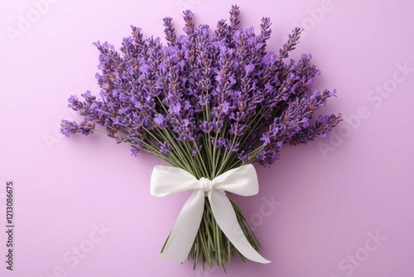 Fototapeta Tranquil Beauty: Serene Composition of Lavender Sprigs in Minimalist Style for Aesthetic Relaxation and Calm Atmosphere