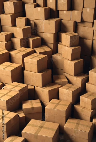 Fototapeta Many boxes for delivery of goods. Parcels. Generative AI