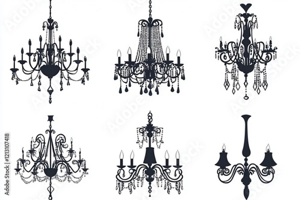 Obraz Collection of diverse chandelier shapes standalone vector image