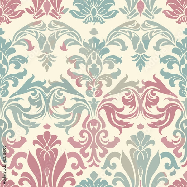 Obraz Damask Vintage Retro Victorian Seamless Pattern, vector illustration 20