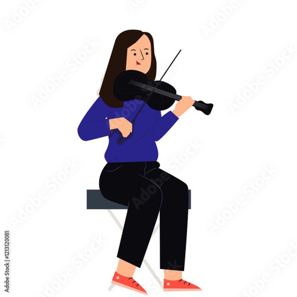 Obraz girl with violin flat design vector