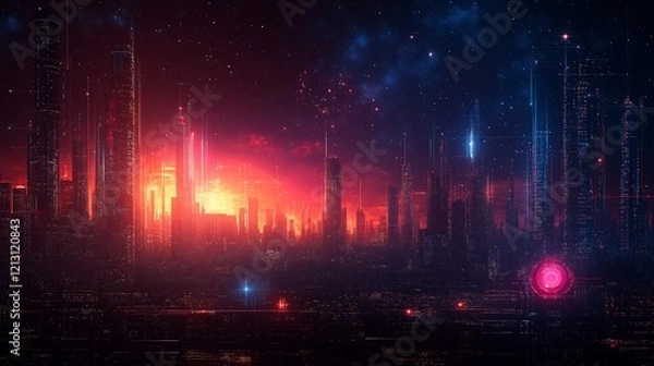 Fototapeta Futuristic digital patterns