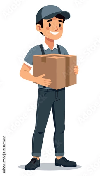 Fototapeta Happy Delivery Man with Package