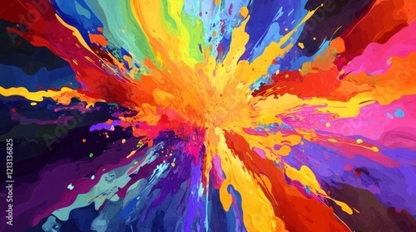 Fototapeta Vibrant Colorful Paint Explosion Abstract Art