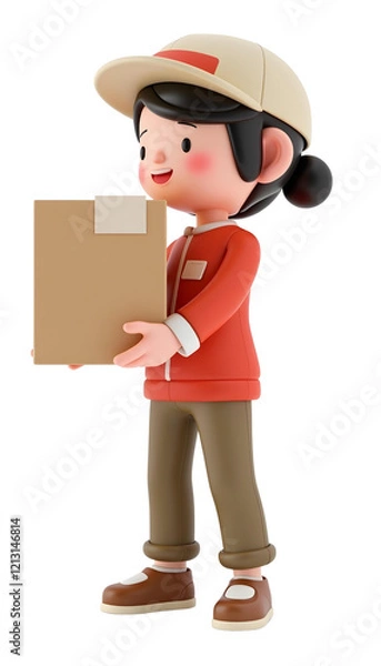 Obraz Delivery Woman with Package transparent background