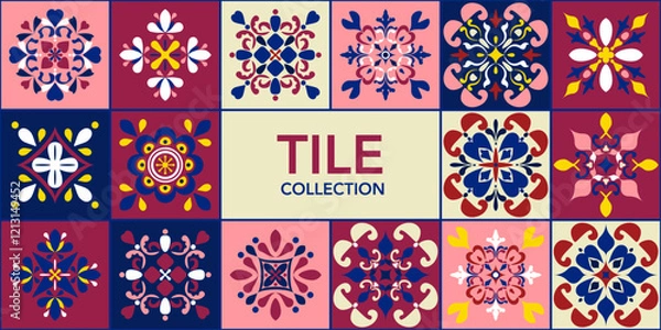 Fototapeta Pattern vector illustration A calm and elegant work of art with flowers blooming in bright and delicate hues. traditional design pattern For tiles, fabrics, backgrounds, carpets, wallpapers, textiles.