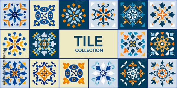 Fototapeta Pattern vector illustration A calm and elegant work of art with flowers blooming in bright and delicate hues. traditional design pattern For tiles, fabrics, backgrounds, carpets, wallpapers, textiles.