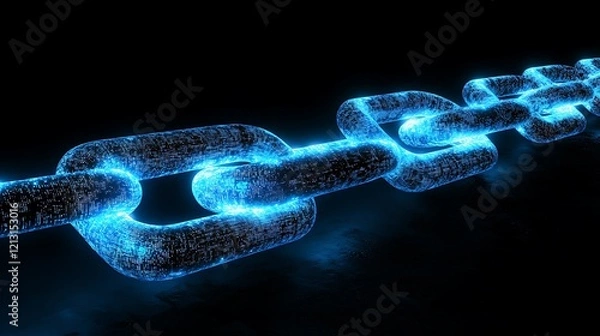 Fototapeta Glowing blockchain links representing advanced encryption technology for secure data transfer