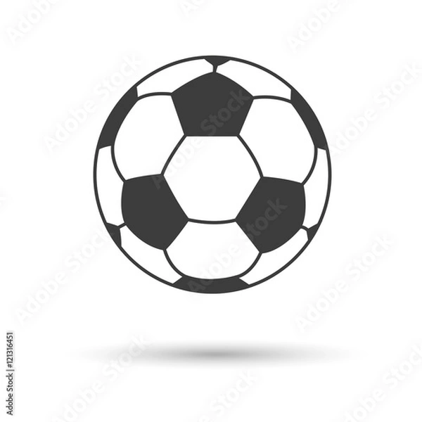 Fototapeta Soccer ball with shadow icon. Soccer ball with shadow Vector isolated on white background. Flat vector illustration in black. EPS 10