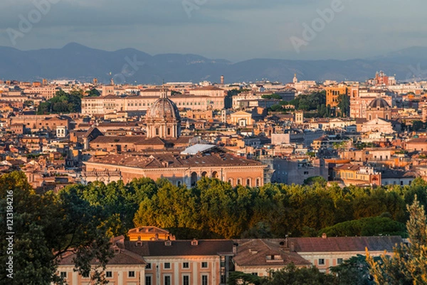 Fototapeta View of Roma from hill in late summer