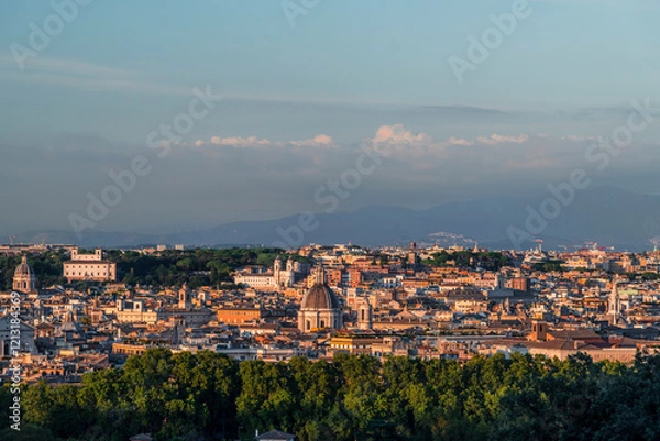 Fototapeta View of Roma from hill in late summer