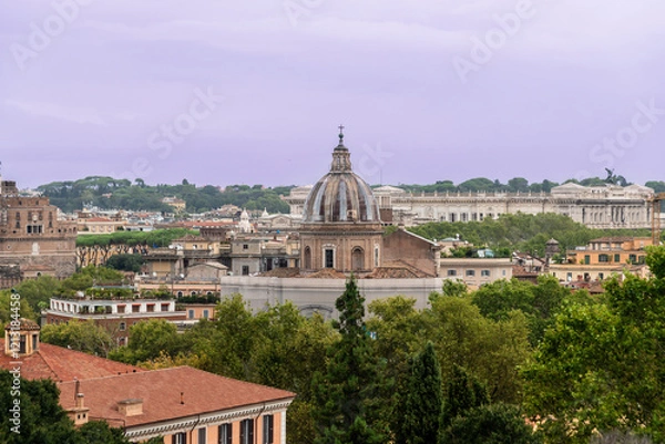 Fototapeta View of Roma from hill in late summer