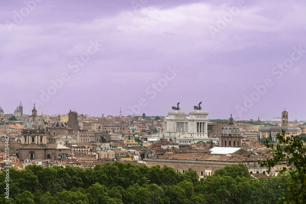 Fototapeta View of Roma from hill in late summer
