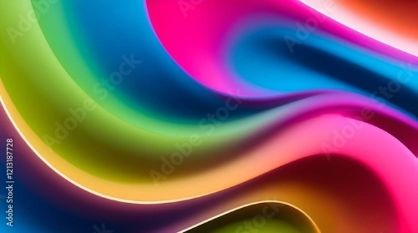 Fototapeta Vibrant Abstract Wave Pattern with Rainbow Colors and Smooth Motion