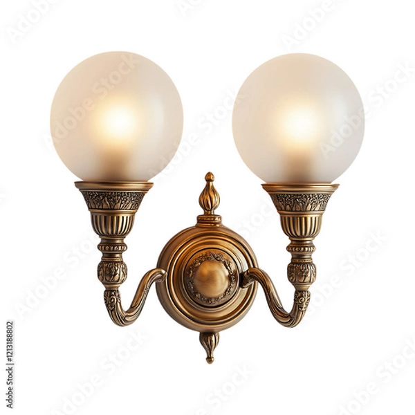 Fototapeta Wall-Mounted Sconces with Frosted Glass Globes on transparent background