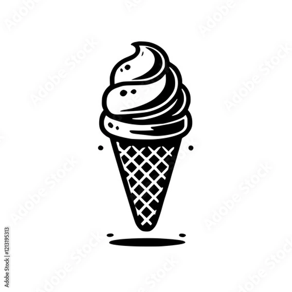 Fototapeta A delectable ice cream cone, a delightful summer treat. This simple yet elegant design is perfect for adding a touch of sweetness to any project.