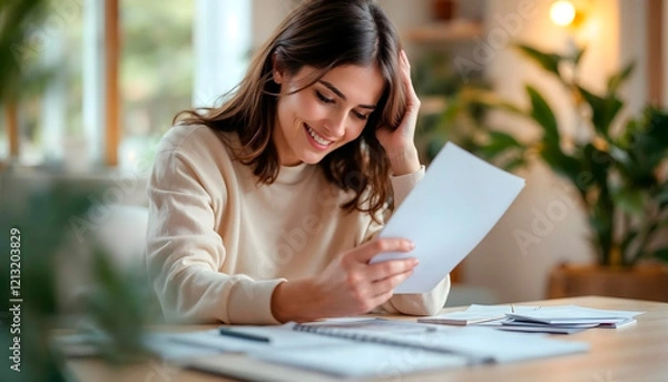 Fototapeta Paying utility bills from home calculating expenses