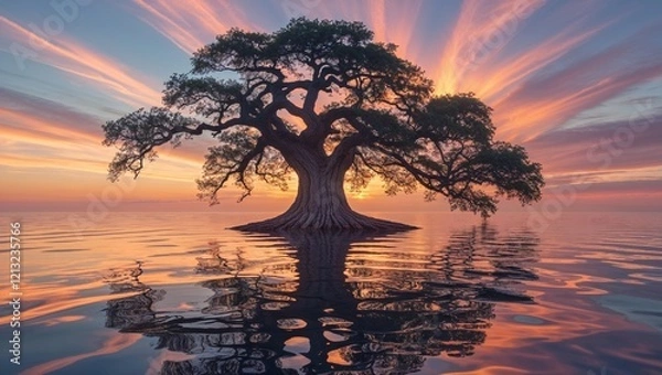 Obraz palm tree silhouette at sunset