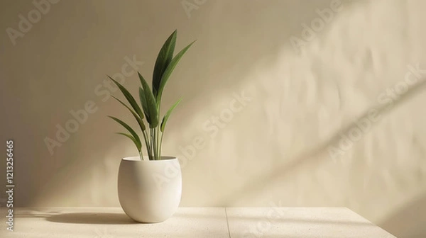 Fototapeta A warm and inviting living space filled with lush plants, soft pillows, and a cozy sofa for relaxation and comfort.