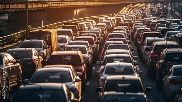 Obraz Sunset Traffic Jam: A City's Rush Hour