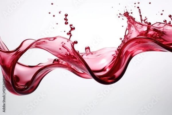 Fototapeta Red wine liquid splash pouring white background