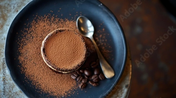 Fototapeta Aromatic Tiramisu Delight: Coffee and Cocoa Indulgence