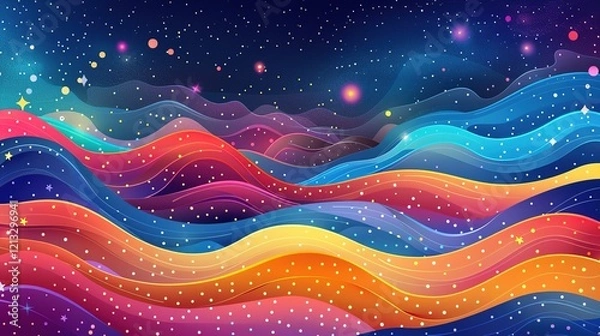 Obraz _Cute_cartoon_vector_background_with_a_blue_gradien