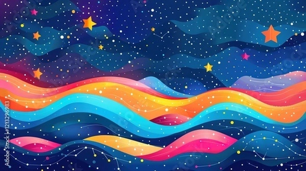 Obraz _Cute_cartoon_vector_background_with_a_blue_gradien