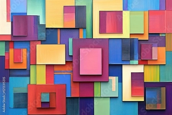 Fototapeta Abstract colorful layered rectangles art studio wall decor