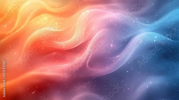 Fototapeta Abstract Colorful Waves with Sparkling Glitter