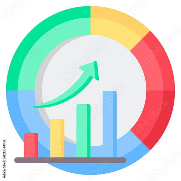 Fototapeta Market Share Growth Flat Icon