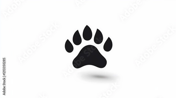 Fototapeta Dog paw icon on pure white background simplistic design