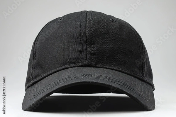 Obraz A Plain Black Baseball Cap Displayed Frontally