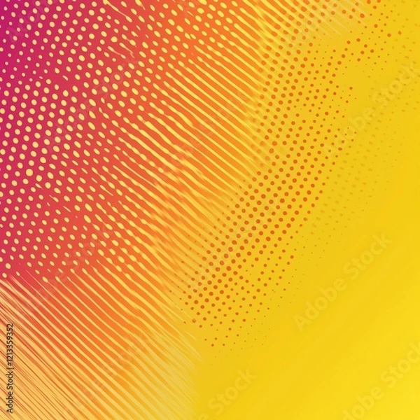 Fototapeta Vibrant gradient halftone pattern with orange and yellow stripes