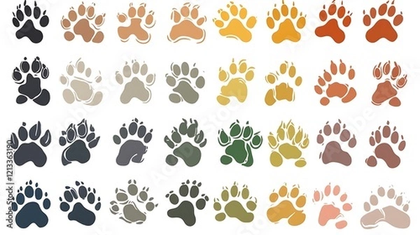 Fototapeta Dog paw silhouette isolated on white background clean and crisp vector