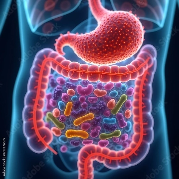 Obraz artistic gut microbiome bacteria digestion