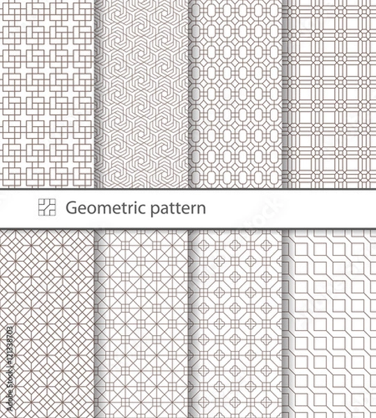 Fototapeta Geometric pattern seamless for your design.  Geometric pattern for laser cutting. Laser glass engraving. Desktop wallpaper, interior decoration, graphic design. Vector. Background.