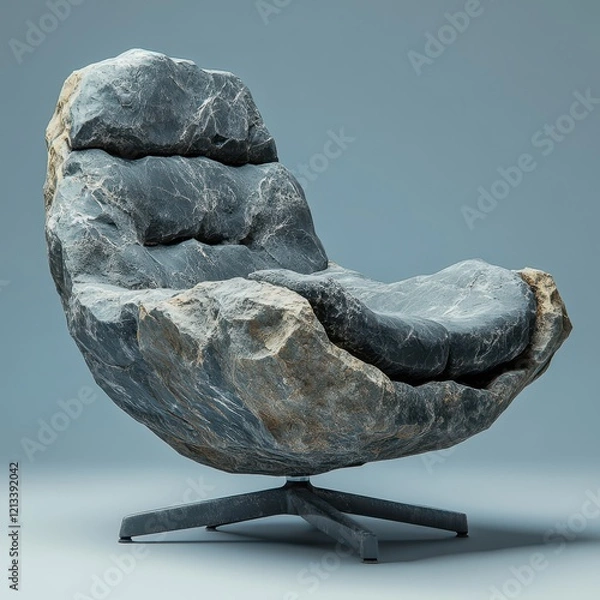Obraz Creative Stone Chair Design, Blending Nature and Modern Art
