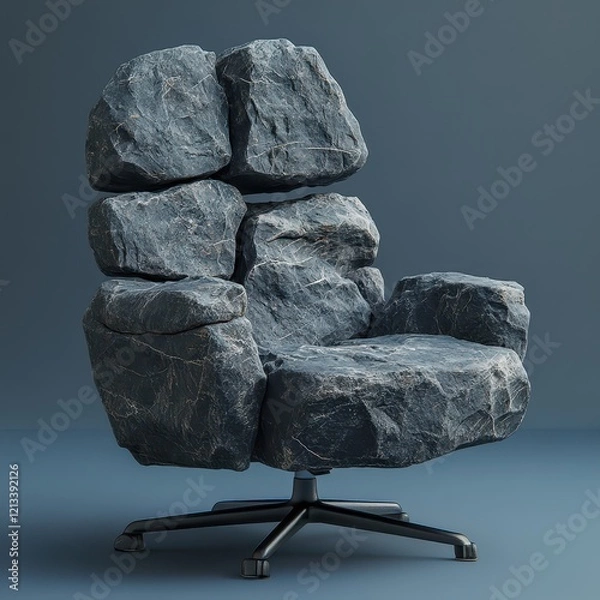 Obraz Creative Stone Chair Design, Blending Nature and Modern Art
