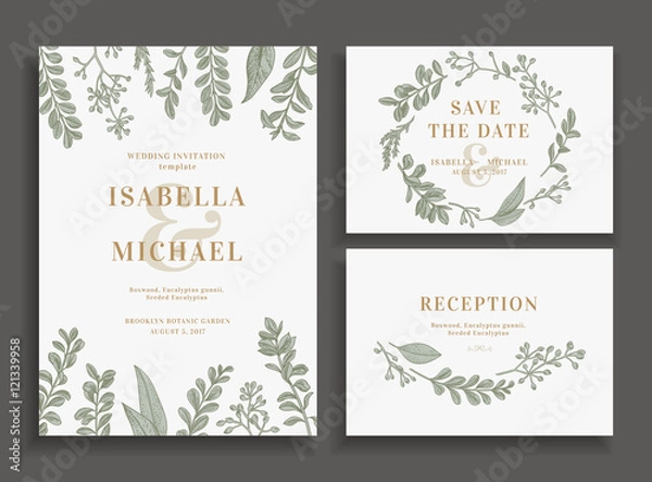 Fototapeta Invitation, save the date, reception card.