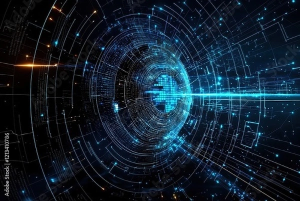 Fototapeta Visual concept highlighting the internet and tech data integration.