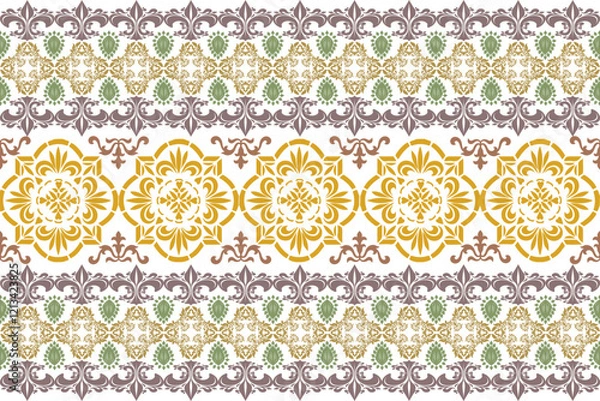 Obraz Design pattern, rug, textile, colorful, beautiful, modern, cultural, indigenous, colorful vector design for rug, tapi rug, yoga mat, geometric ethnic clip art.