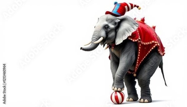 Obraz Circus Elephant Balancing Ball Adorable Costume Image