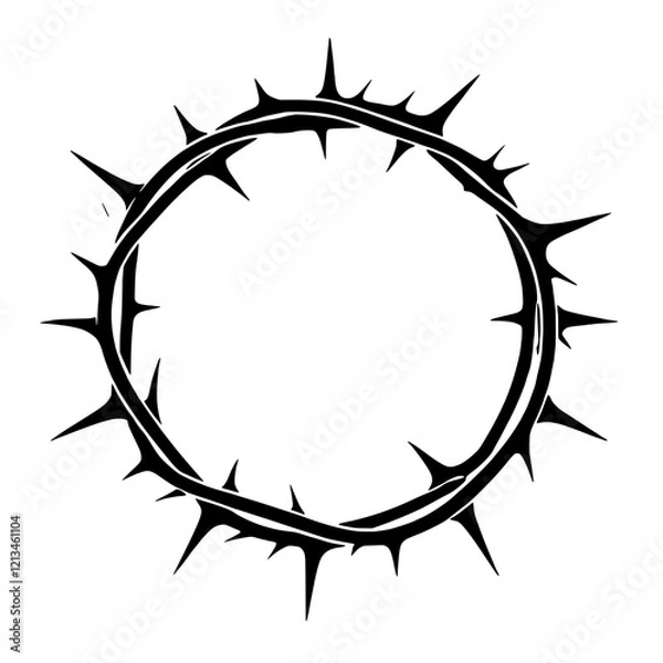 Fototapeta Crown of Thorns Silhouette: A striking silhouette of a crown of thorns, a powerful symbol of sacrifice, suffering, and faith.