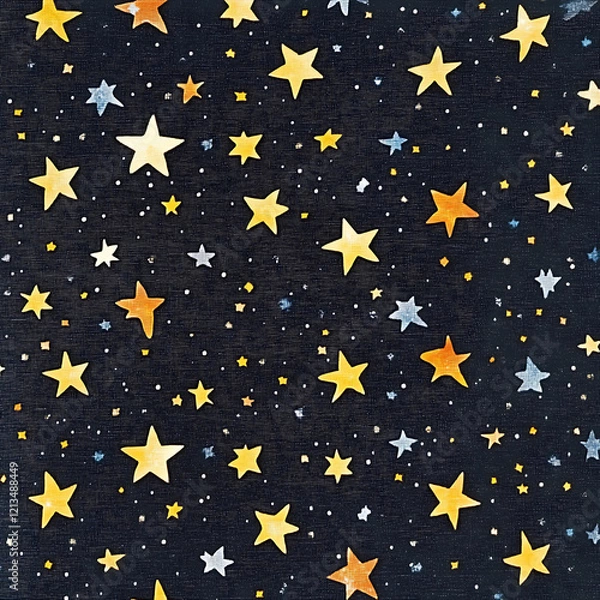 Fototapeta A black and gold star patterned fabric with a star in the center