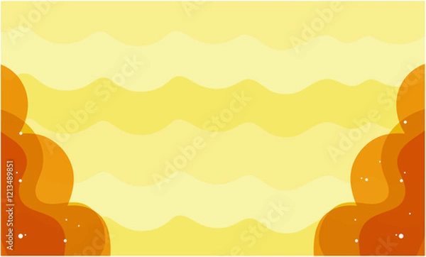 Fototapeta 黄色い波のような模様の背景　ベクター