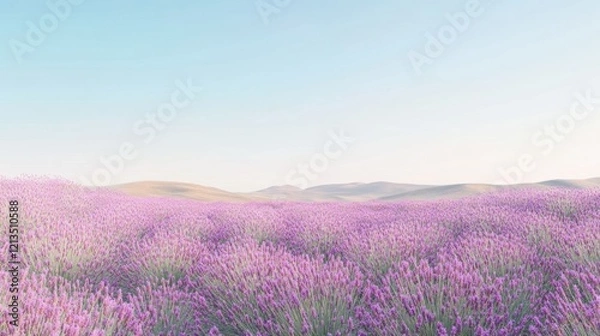 Fototapeta Serene Lavender Fields Under a Pale Sky