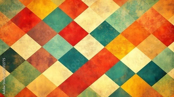 Fototapeta Geometric Abstract Background Featuring Green, Yellow, and Red Diagonal Lines with Vibrant Color Contrast.