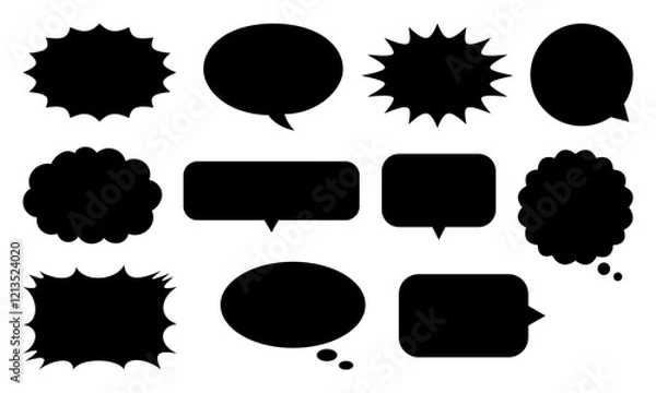 Fototapeta 黒い吹き出しのバリエーションセット