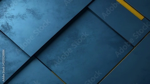 Obraz Abstract Dark Blue Geometric Pattern Subtle Yellow Accent. AI Generated